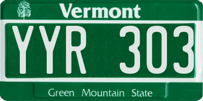 VT license plate YYR303