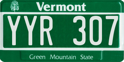 VT license plate YYR307