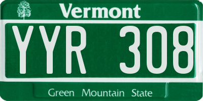 VT license plate YYR308