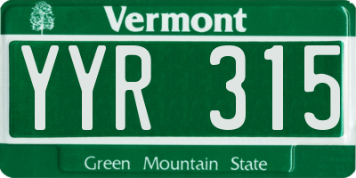 VT license plate YYR315