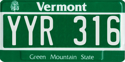 VT license plate YYR316