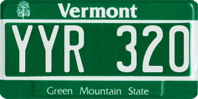 VT license plate YYR320