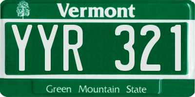 VT license plate YYR321