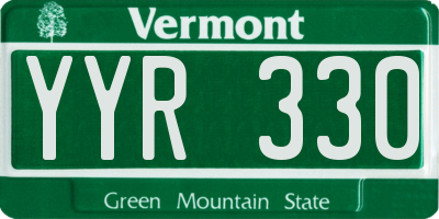 VT license plate YYR330