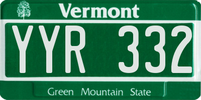 VT license plate YYR332