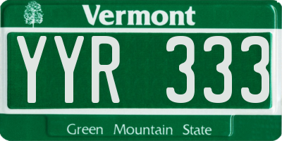 VT license plate YYR333