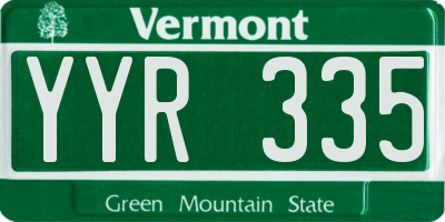 VT license plate YYR335
