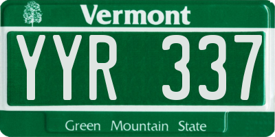 VT license plate YYR337
