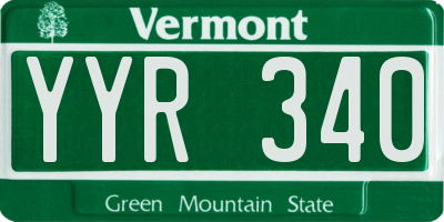 VT license plate YYR340