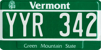 VT license plate YYR342