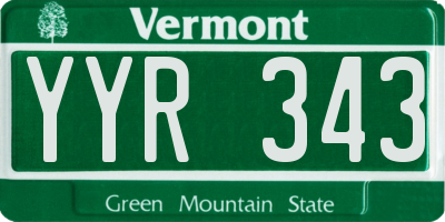 VT license plate YYR343