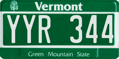 VT license plate YYR344