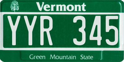 VT license plate YYR345
