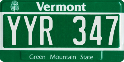 VT license plate YYR347