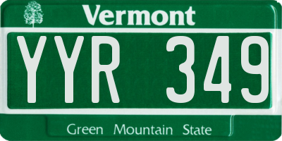 VT license plate YYR349
