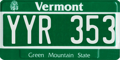 VT license plate YYR353