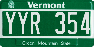 VT license plate YYR354