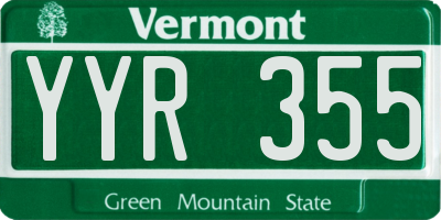 VT license plate YYR355