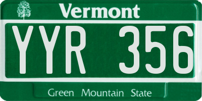 VT license plate YYR356