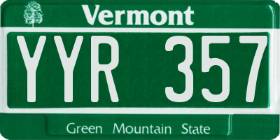 VT license plate YYR357