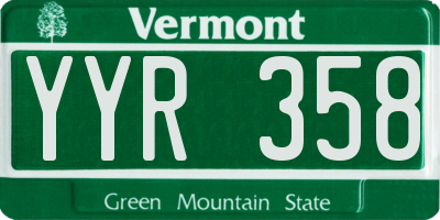 VT license plate YYR358