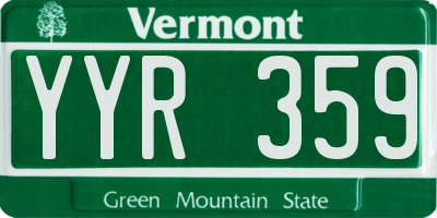 VT license plate YYR359