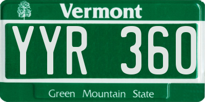 VT license plate YYR360