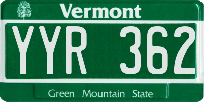 VT license plate YYR362