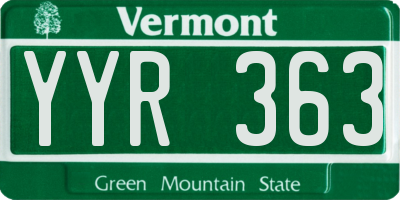 VT license plate YYR363
