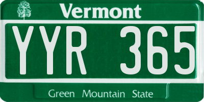 VT license plate YYR365
