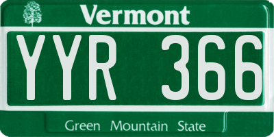 VT license plate YYR366
