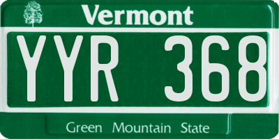 VT license plate YYR368
