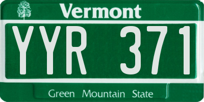 VT license plate YYR371