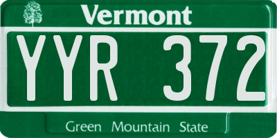 VT license plate YYR372