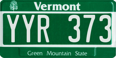 VT license plate YYR373