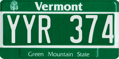 VT license plate YYR374