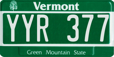 VT license plate YYR377