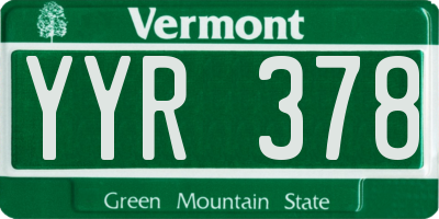 VT license plate YYR378