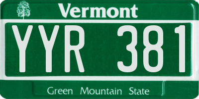 VT license plate YYR381