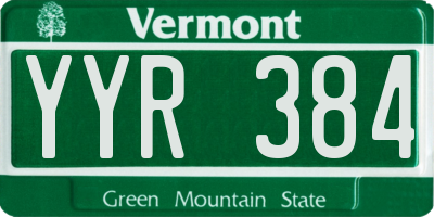 VT license plate YYR384