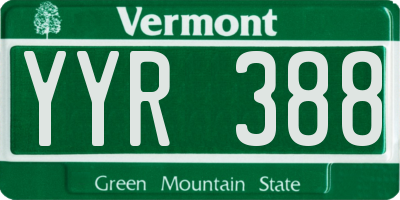 VT license plate YYR388