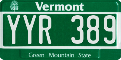 VT license plate YYR389