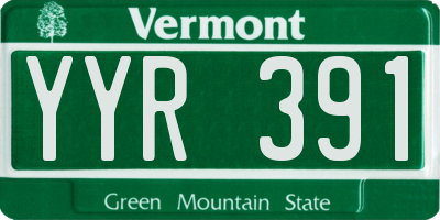 VT license plate YYR391