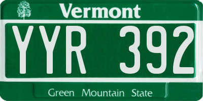 VT license plate YYR392