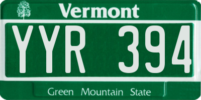 VT license plate YYR394