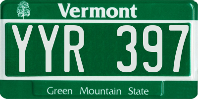 VT license plate YYR397