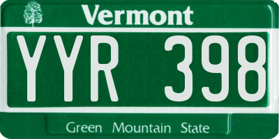 VT license plate YYR398