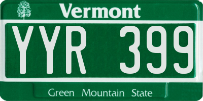 VT license plate YYR399