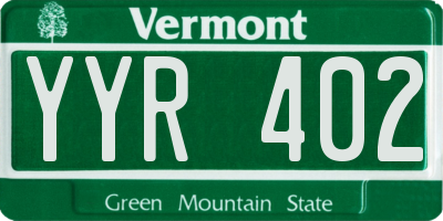 VT license plate YYR402