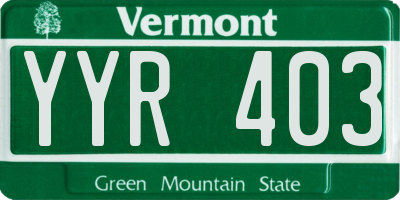 VT license plate YYR403